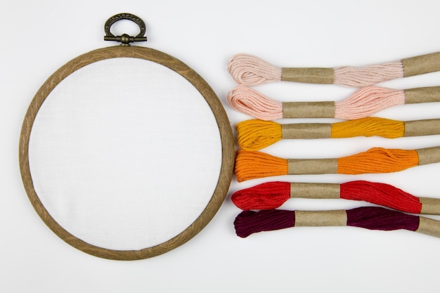 Osoba wyszywająca wzór na tamborku